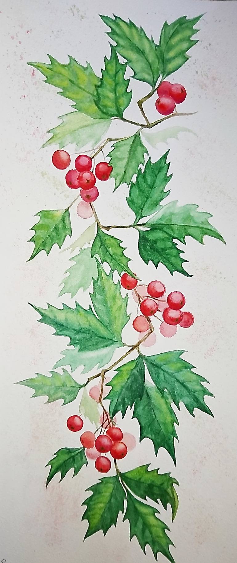 Christmas holly Painting by Svetlana Vorobyeva Saatchi Art