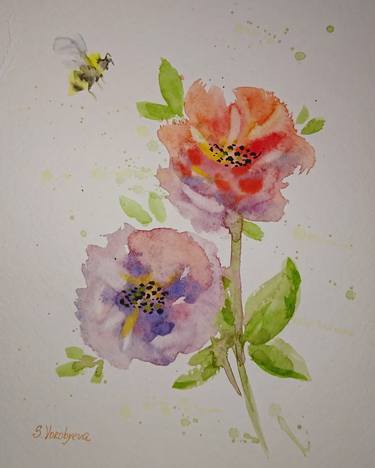 Bee&flowers thumb