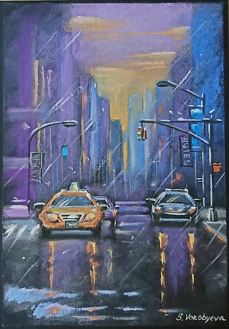 oil pastel drawing city