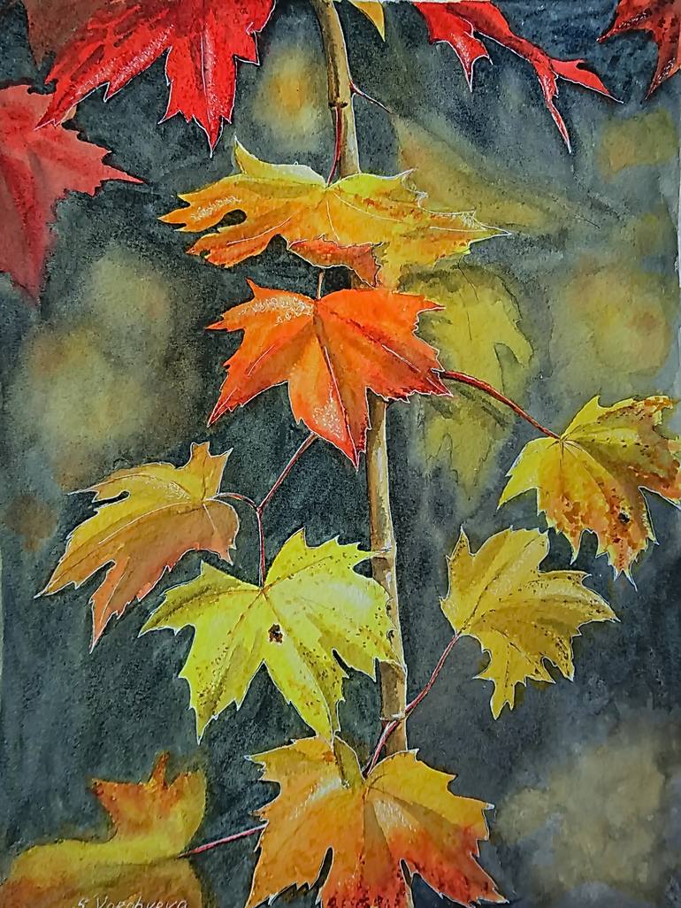 Autumn leaves Painting by Svetlana Vorobyeva | Saatchi Art