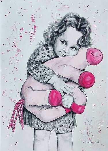 Little girl and Pink Unicorn thumb