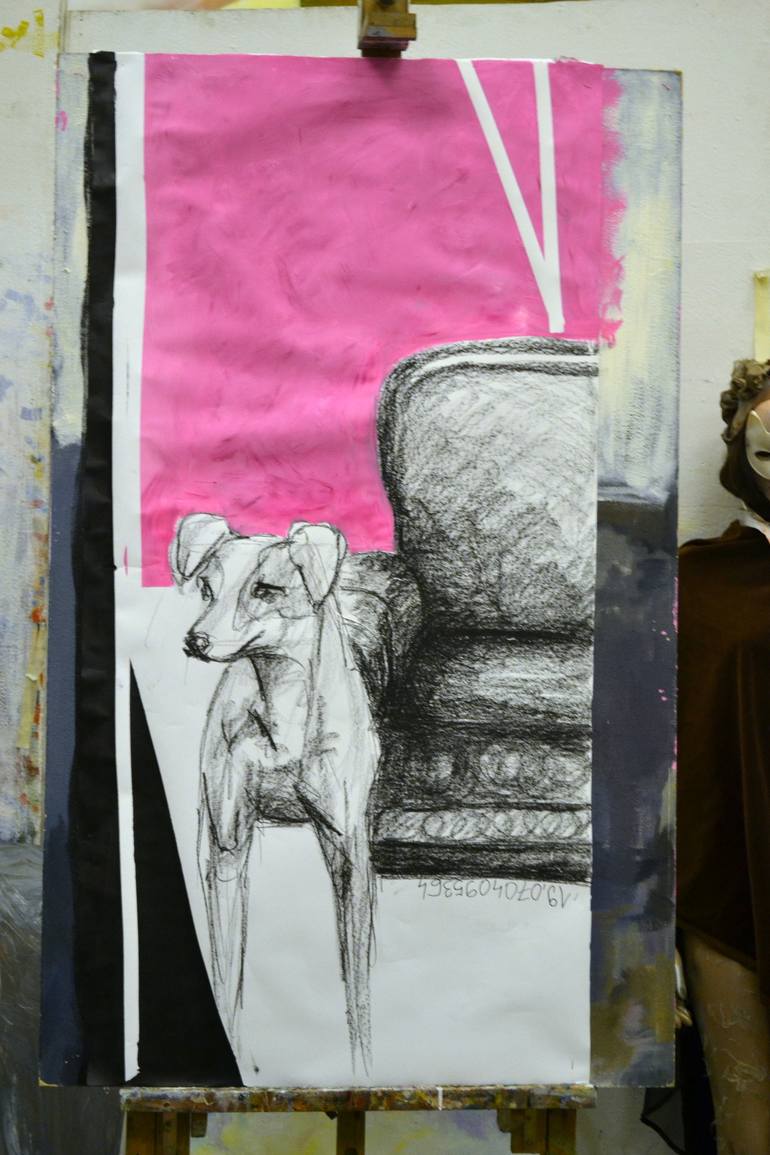 Original Figurative Dogs Painting by Xenia Toth