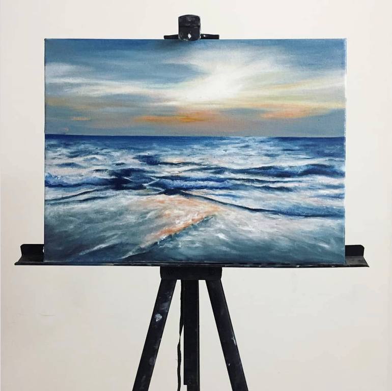 Original Impressionism Seascape Painting by Abitha Mary Kose