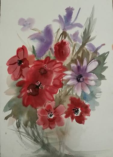 Original Fine Art Floral Paintings by Anne Costello