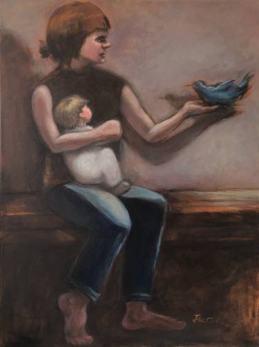 Original Figurative Family Paintings by Finnie Chen