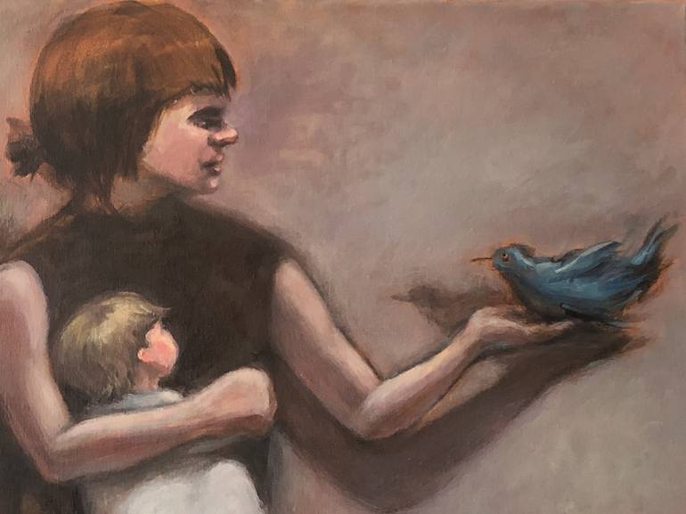 Original Figurative Family Painting by Finnie Chen