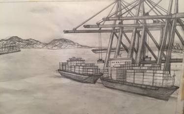 Original Expressionism Ship Drawings by Jill Jeannides