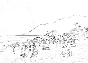 Original Beach Drawing by Jill Jeannides