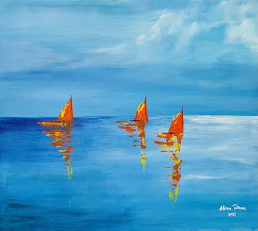 Print of Abstract Sailboat Paintings by Alina Tanase