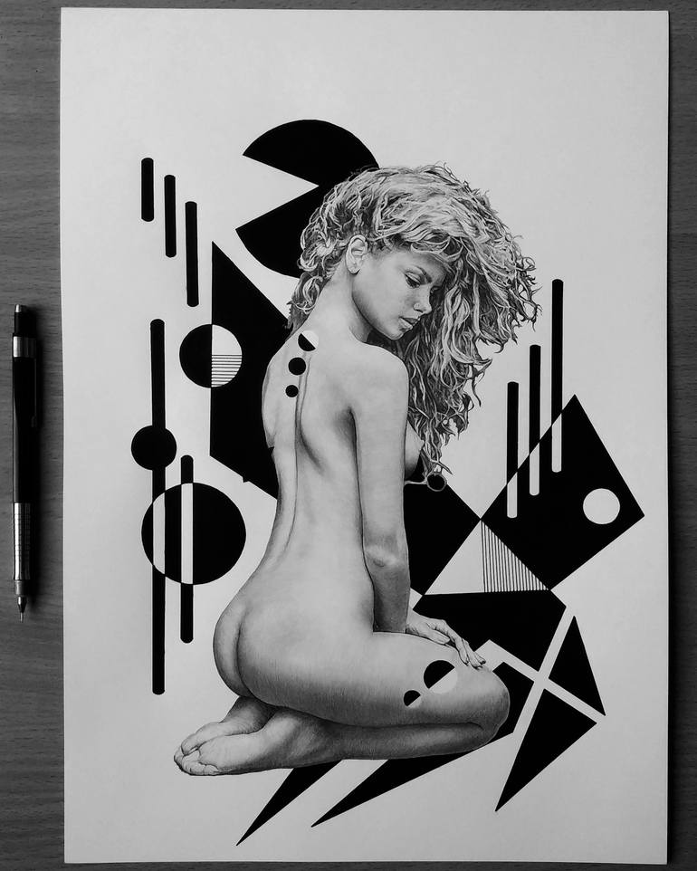 Original Realism Nude Drawing by Oleg Kaznacheiev