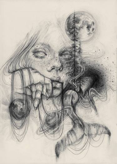 Original Abstract Portrait Drawings by Doriana Popa