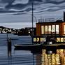 Sausalito Yellow Ferry Dock / Night #2 - Detail