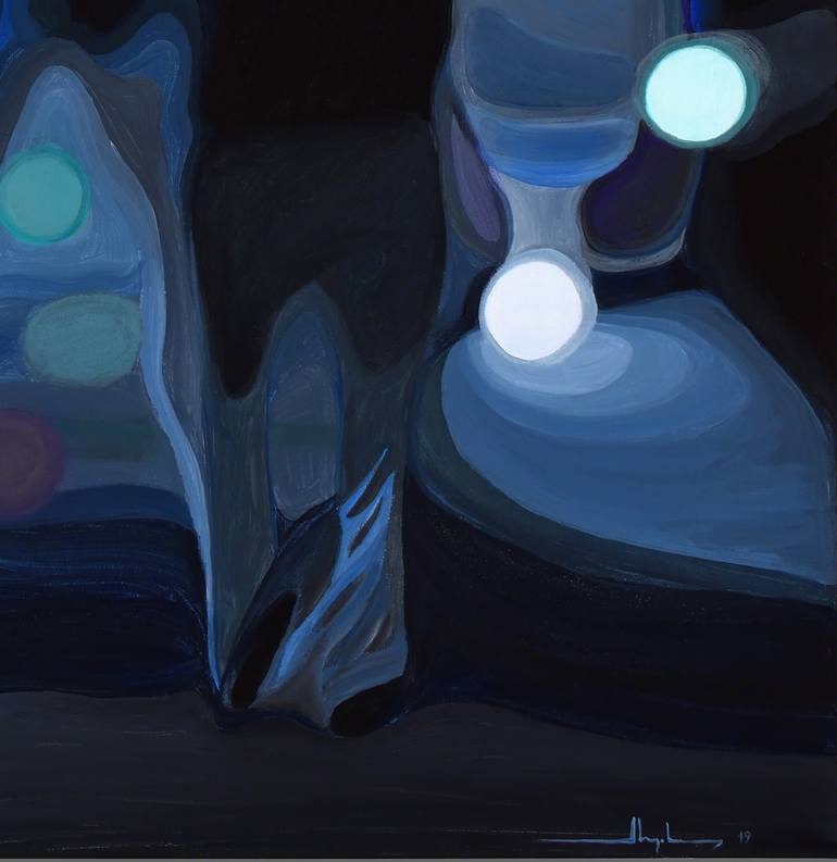 Original Abstract Cities Painting by Alex Nizovsky