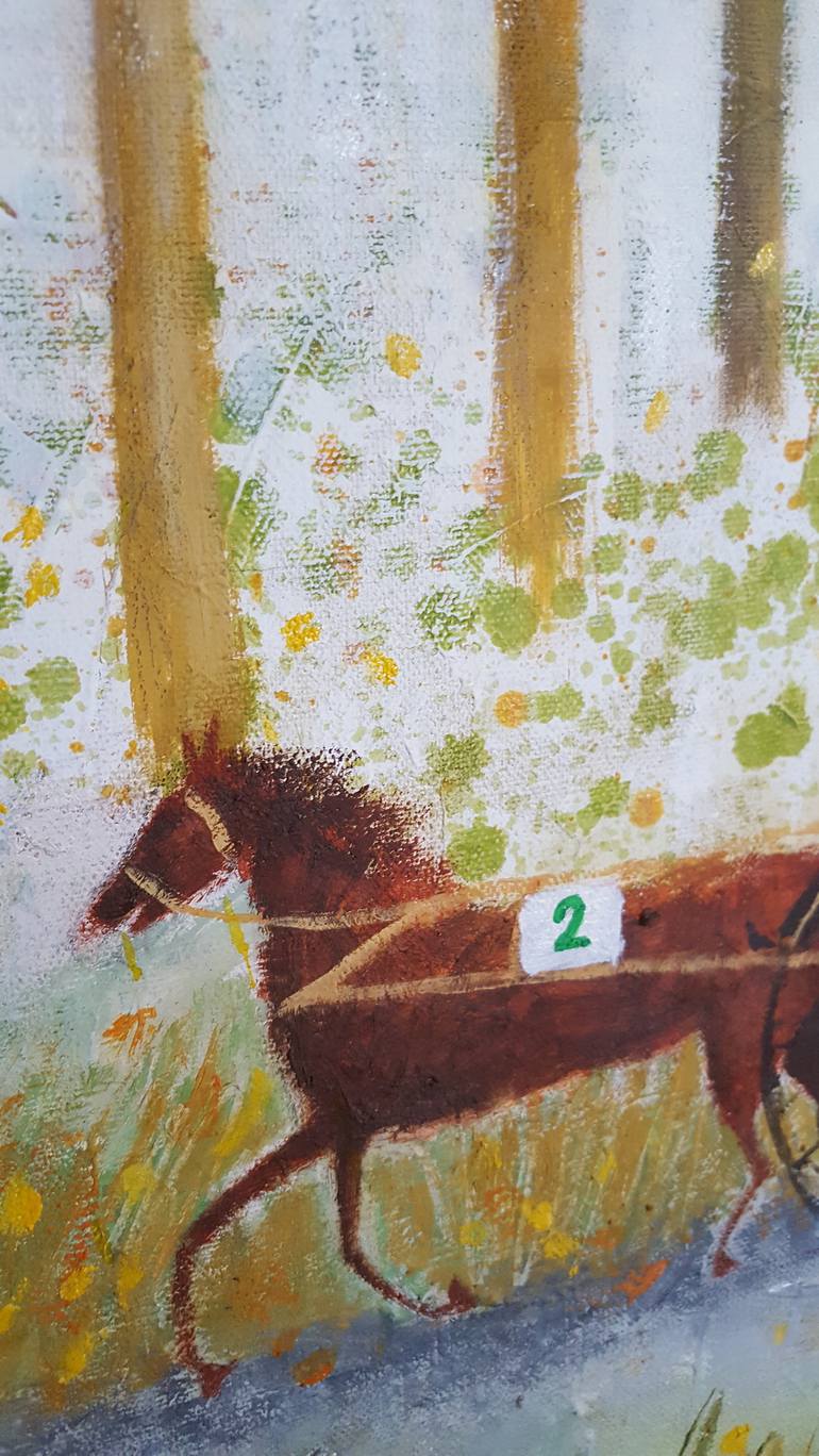 Original Fine Art Horse Painting by Gia Revazi