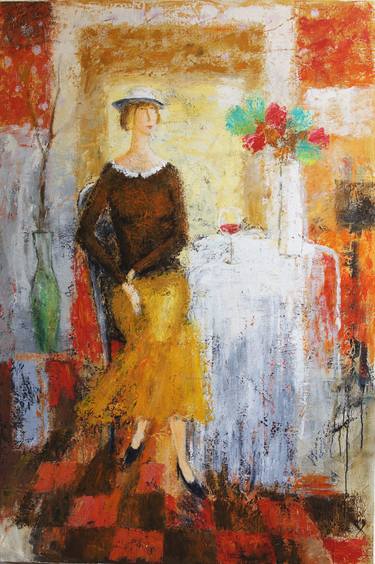 Lady and flowers. thumb