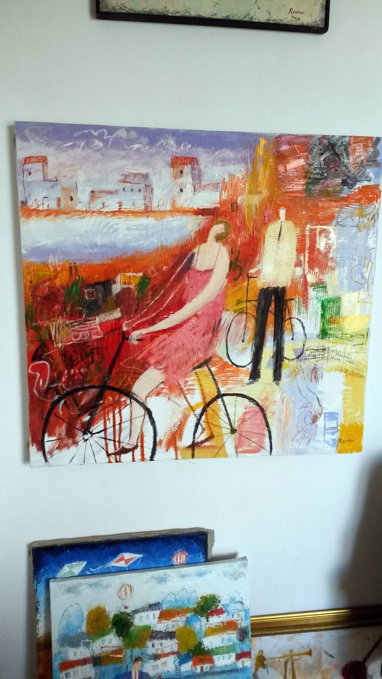 Original Expressionism Bicycle Painting by Gia Revazi