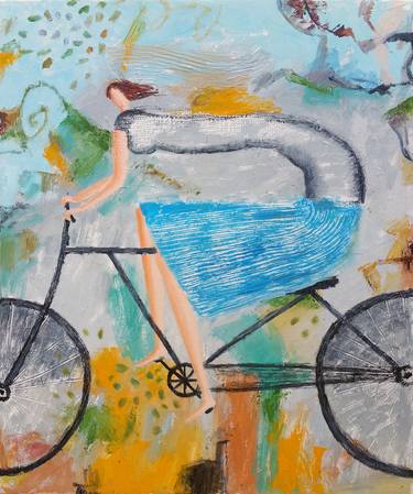 Original Expressionism Bicycle Paintings by Gia Revazi