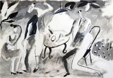 Original Expressionism People Drawings by Gia Revazi