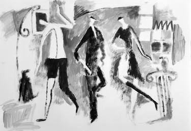 Original Expressionism People Drawings by Gia Revazi