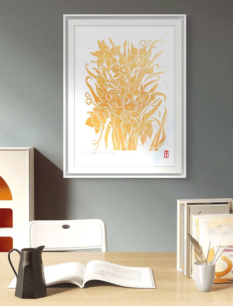 Original Art Deco Floral Printmaking by Hanna Uvarova