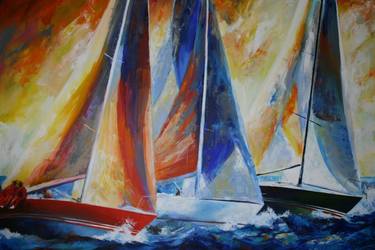 Original Realism Sailboat Paintings by Angelique van den Born