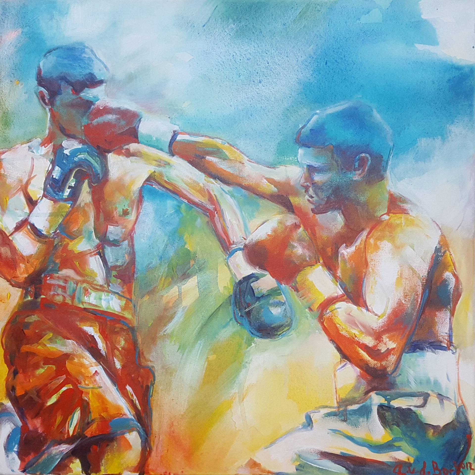 Boxing Painting by Angelique Van Den Born | Saatchi Art