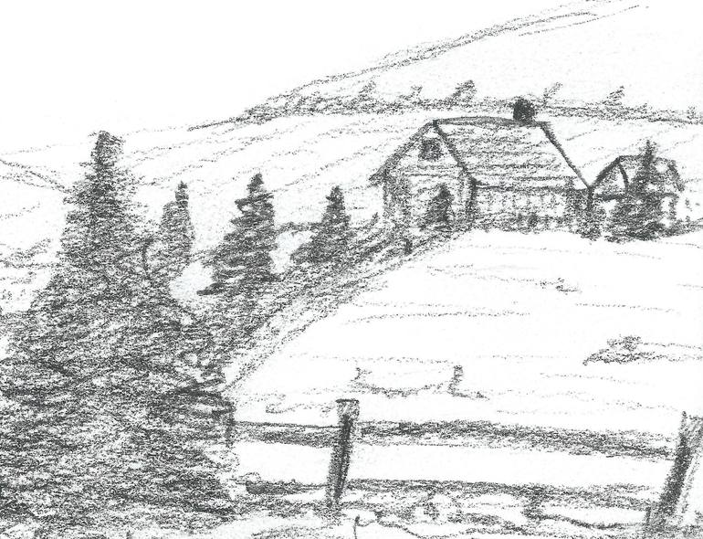 Pine Cottage Drawing by JD Duran | Saatchi Art