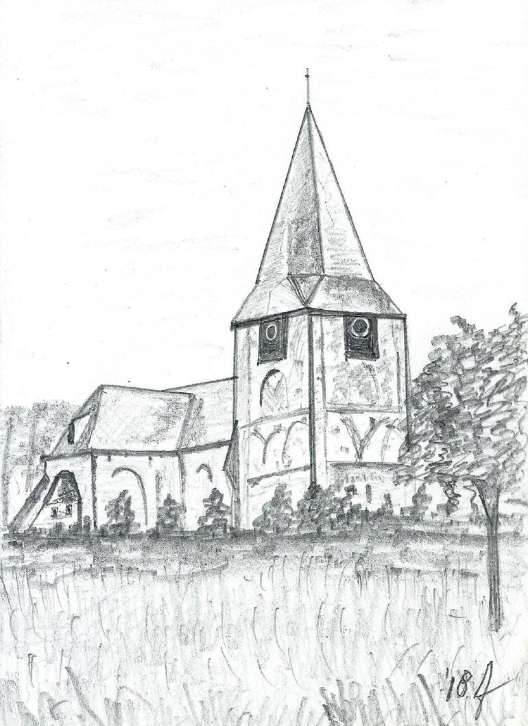 Old Reformed Church in Ermelo, The Netherlands Drawing by JD Duran ...