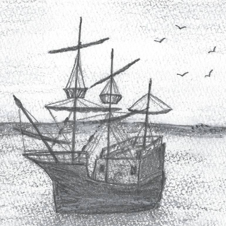 Original Boat Drawing by JD Duran