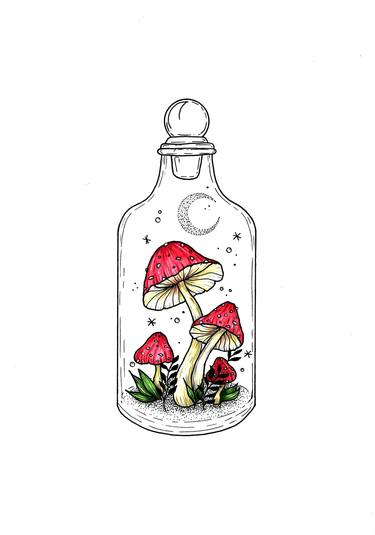Mushrooms and moon in a Jar thumb
