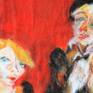 Portrait of Mr. & Mrs. Pearlman. Painted in artist quality oil pastels on Radio Times - mounted and framed. Signed by the artist. Hanging materials can be supplied if necessary.