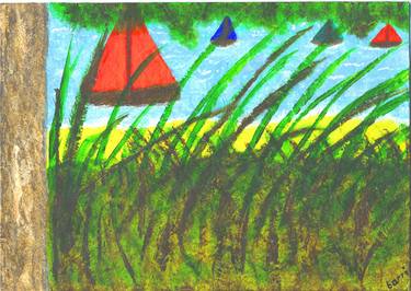 Original Fauvism Boat Painting by Barri Hitchin