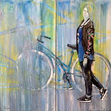 Original Expressionism Bike Paintings by Yaroslav Yaseniev