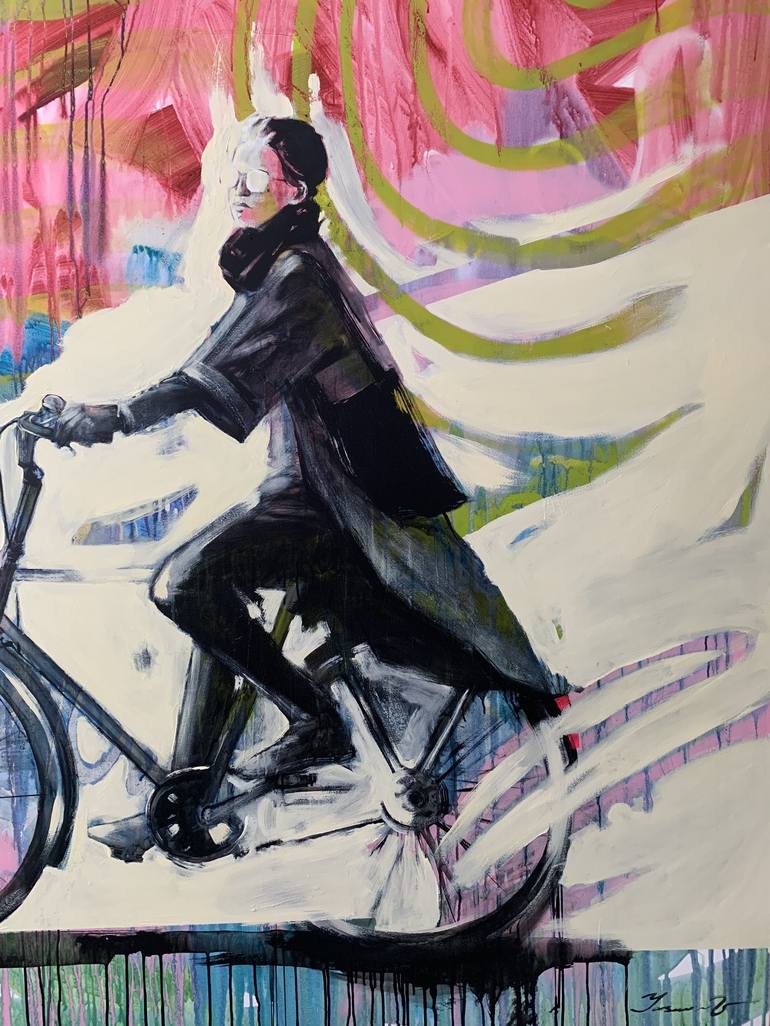 Original Modern Bicycle Painting by Yaroslav Yaseniev