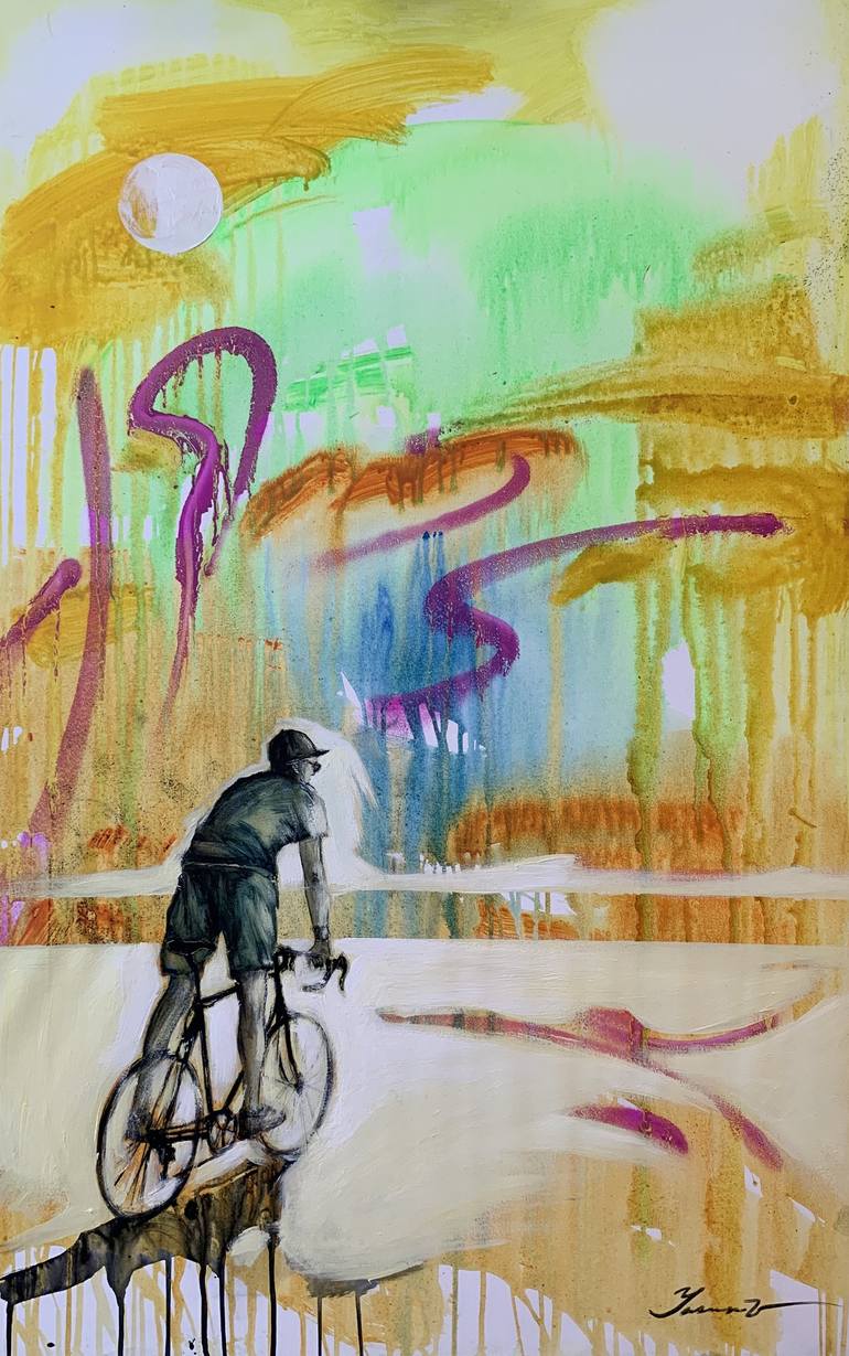 Bicyclist Painting By Yaroslav Yaseniev Saatchi Art