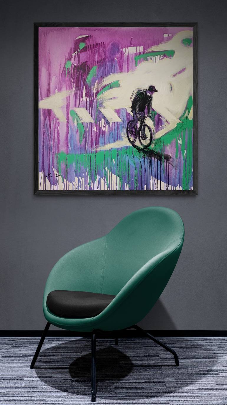 Original Expressionism Bicycle Painting by Yaroslav Yaseniev