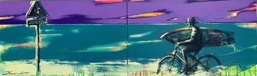 "SURF-1 km"-Pop art-Surfing-Bike-Seascape-Sunset thumb