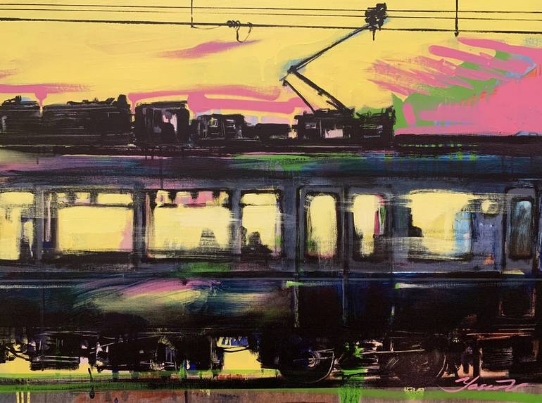 Original Train Painting by Yaroslav Yaseniev