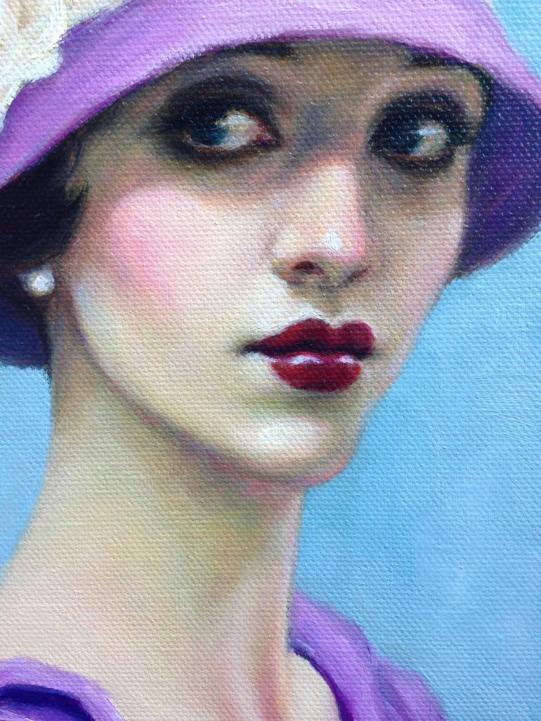 Original Art Deco Portrait Painting by Pat Kelley