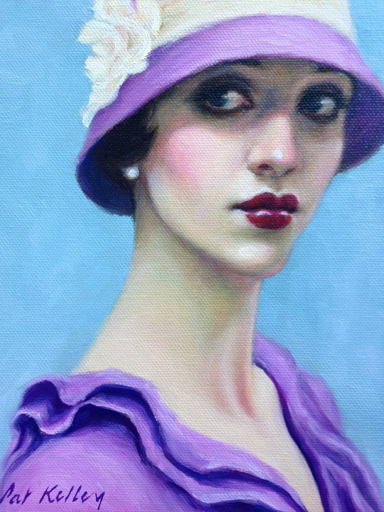 Original Art Deco Portrait Painting by Pat Kelley