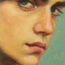 The tight cropping and close focus on the face gives this portrait study of a young man a contemporary feeling. I like the intense immediacy of this close observation and the insouciance in his glance. I love painting portraits that give a vivid sense of an individual while conveying a mysterious, unknowable quality.