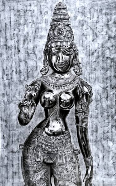 Goddess Laxmi Charcoal Portrait thumb