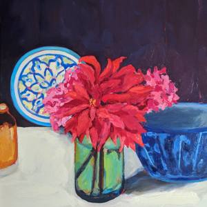 Red dahlias