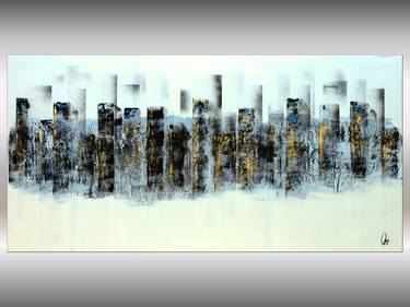 Blue Windows- Large abstract cityscape on stretched canvas thumb