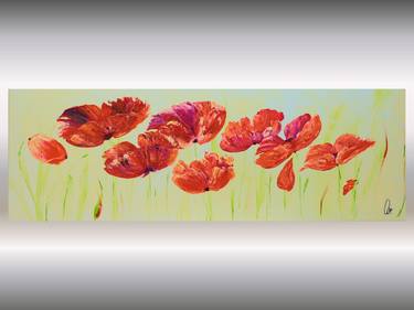 Sommerblüten - abstract flower painting, stretched canvas thumb
