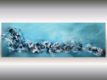 Pacific - Blue abstract art on stretched canvas thumb