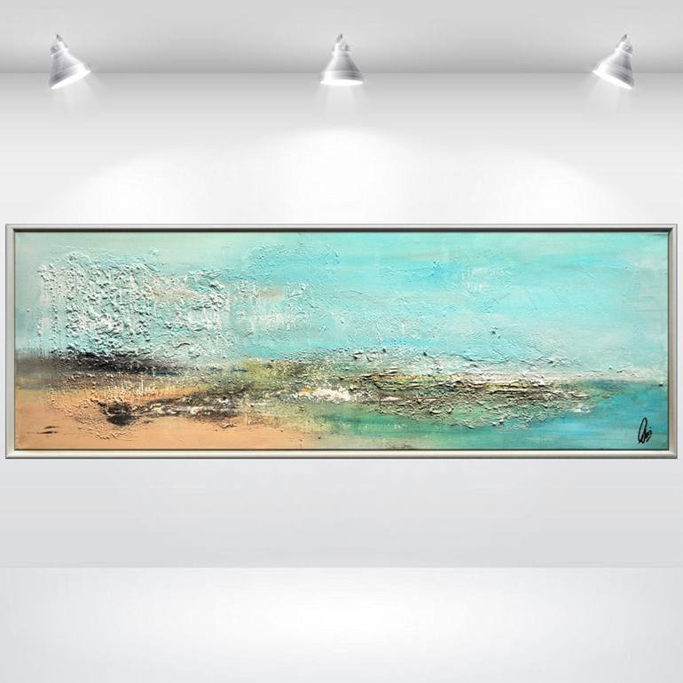 Abstract Landscape Abstract Acrylic Painting Canvas Wall Art Blue Beige Modern Art Painting By Edelgard Schroer Saatchi Art