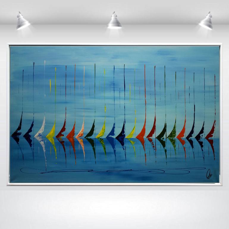 Original Abstract Sailboat Painting by Edelgard Schroer