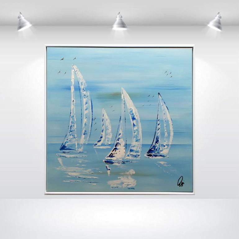 Original Abstract Boat Painting by Edelgard Schroer