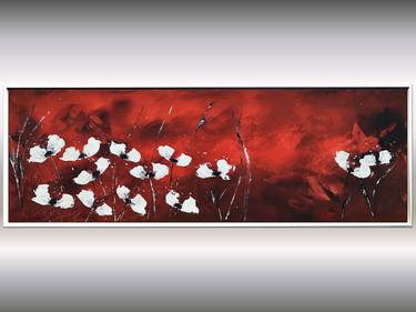 White Poppys - Acrylic Paintin in Frame thumb